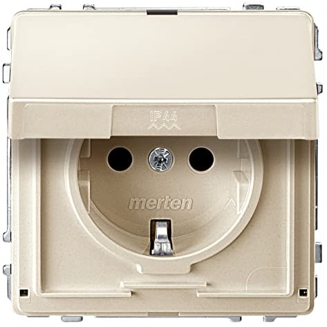 Merten MEG2310-7244 SCHUKO-Steckdose mit Klappdeckel, BRS, Steckklemmen, weiß, AQUADESIGN