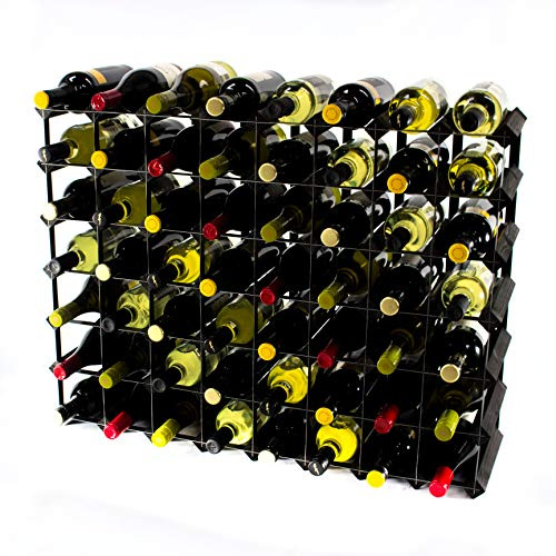 Classic 56 Bottle Wine Rack, Black Stained Wood and Black Metal | Ready Assembled