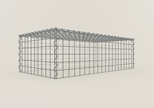 Panier de pierre gabion carré, mailles 5 x 5 cm, profondeur 50 cm, la culture Panier type 3, spirale Fermeture, galvanisé 100 x 30 x 50 cm