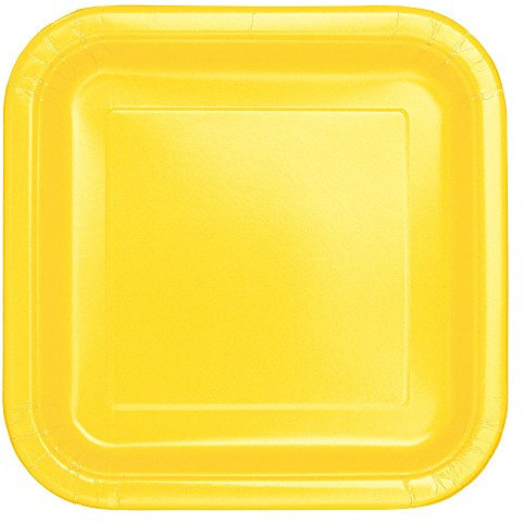 Unique Party 30840 - 18cm Square Soft Yellow Party Plates, Pack of 16