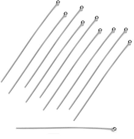 My-Bead 20 Stück Kettelstifte Nietstifte 925 Sterling Silber 20mm x 0,5mm Kopf Ø 1,8mm für die Schmuckherstellung