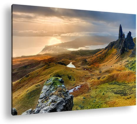 deyoli atemberaubende Landschaft in Schottland im Format: 60x40 als Leinwandbild, Motiv fertig gerahmt auf Echtholzrahmen, Hochwertiger Digitaldruck mit Rahmen, Kein Poster oder Plakat