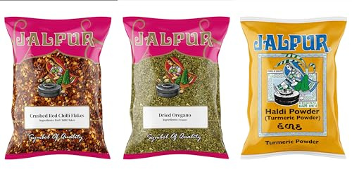 Jalpur Miller’s Premium Spice Combo Pack | Crushed Red Chilli Flakes, Oregano, Turmeric Powder | Assorted Cooking Spices for Pizza, Pasta, & Everyday Seasoning | 3 Pack Value Set