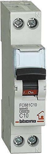 Bticino SFC881C10 FP btdin45 Interruttore, Magnetotermico, C10, 1P+N, 1 m, 4500 A, 10 A