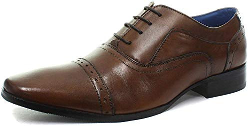 Roamers JONTY Mens Leather Oxford Semi Brogues Burnished Tan