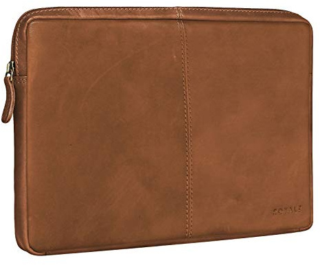 ROYALZ Universal Ledertasche 10.8-12.3 Zoll Tasche für Tablet-PC 2in1 Convertible Ultrabook Lederhülle Schutztasche Schutzhülle Cover Sleeve Mappe Folio Retro Vintage Leder, Farbe:Hellbraun Matt