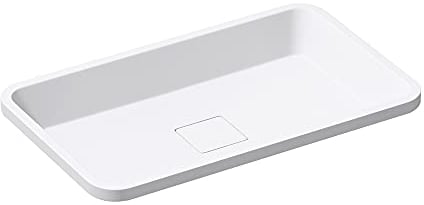 Mai & Mai Vasque à Encastrer Blanc Mat Rectangulaire 53cm Lavabo Salle de Bain Évier Lave Mains avec Cache Bonde Col104