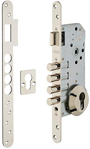 THIRARD - Boitier de Serrure Encastrable à Cylindre - Porte d'Entrée - Rosace Ouverte - Axe 50 mm - Bouts Ronds - Coffre Acier Embouti - Têtière Acier Bouts Ronds - Gris