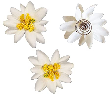 Alpenflüstern Trachten Haar-Curlies Edelweiss Stoffblüten 3-er Set (creme-weiß) ADV114