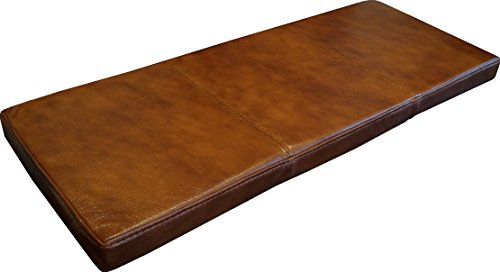 Quattro Meble Braun Echtleder Bankauflage Sitzkissen Lederkissen Sitzpolster Bank Auflage doppelt genähtes Echt Leder Kissen Sitzauflage (40 x 150 cm)