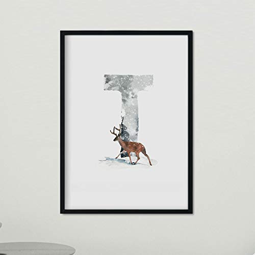 Nacnic Buchstaben T-Plakat-Druck-Art-Winter-mit Bildern des Alphabets. A3