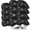 Golf Schlägerhauben Eisen Golfschläger Schlägerkopfhüllen Wert 12 Stück Set, Iron Club Head Covers Schwarz Blau Rot mit Gedruckter Nummer, Kunstleder Golfschlägerhaube Headcover