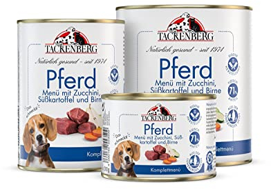 TACKENBERG Pferd mit Zucchini, Süßkartoffel und Birne Nassfutter Dose für Hunde - Hundefutter in Premiumqualität - natürlich getreidefrei - 6 x 200 g