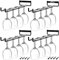 4Pcs Stemware Wine Glass Rack Wall Mountable, Metal Wine Glasses Holder Under Cabinet Organization, Hanging Wine Cup Display Stand for Cabinet Kitchen Bar (Black)