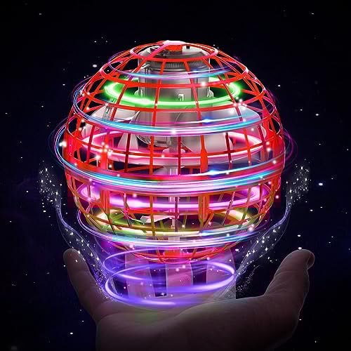 XINHOME Flying Ball Orb Toys Hover Soaring Flying Toy Globe Shape Magic Bumerang Spinner Hand Controller Mini Drone for Kids Adults Outdoor Indoor (Red)