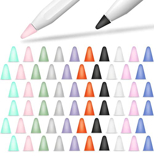 YINVA Cover Compatible with Apple Pencil Tips Silicone Nib Cap Accessories for Apple Pencil 1st and 2nd Generation(60 PCS,10 Colors)