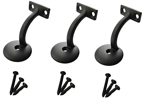 Langdoly - 7,6 cm starke, robuste Handlaufhalterungen für Treppenhaus, Satin-Schwarz, 3 Stück