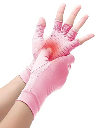 Waxden Kupfer Kompressionshandschuhe, Arthritis Handschuhe, beste Kupfer Infundierte Handschuhe für Damen und Herren, Schmerzlinderung und Heilung für Arthritis, Karpaltunnelsyndrom, 1 Paar (S, Rosa)