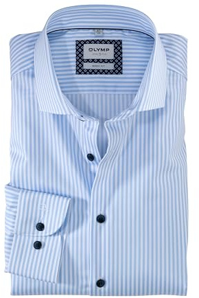 OLYMP Herren Businesshemd Schlank Gestreift 210824 | Hemd, Manschette, Body Fit, 97%Baumwolle/3%Elastolefin