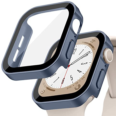 Custodia per Apple Watch 42mm 46mm 40mm 44mm 41mm 45mm,Case PC Protettiva in Vetro Temperato Integrata,Cover Impermeabile Protettiva Antigraffio per iWatch Series 11 10 9 8 7 6 5 4 SE(NON PER SERIE 3)