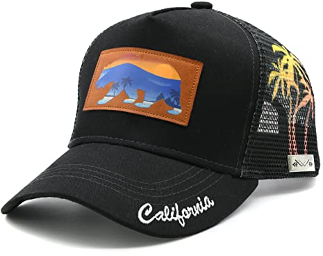 Waldeal Herren Damen Bär California Baseball Cap Verstellbare Mesh Sommer Trucker Hat, Schwarz, Einheitsgröße
