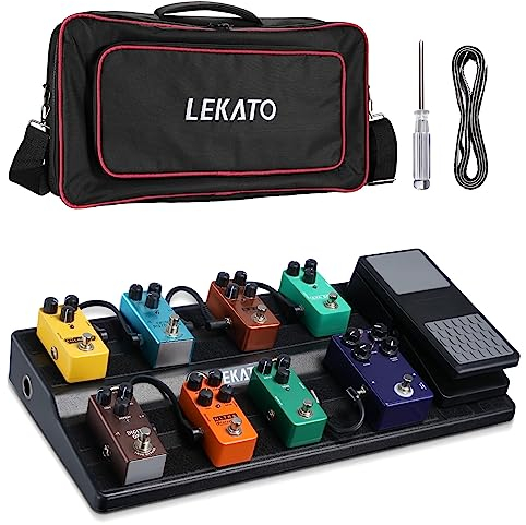 LEKATO Guitar Pedal Board 20''x10''x2.4 Large Capacity, Guitar Pedalboard with Room for Power Supply, with Carry Bag and Mounting Tape