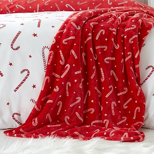 Catherine Lansfield Weihnachtsdecke aus Fleece, 130 x 170 cm, Rot/Weiß