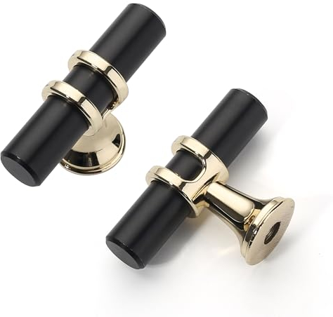 Coinkoly 10 Stück Möbelknöpfe Schwarz Gold Knöpfe für Schränke Kleiderschrank Türgriffe CK-EU0004