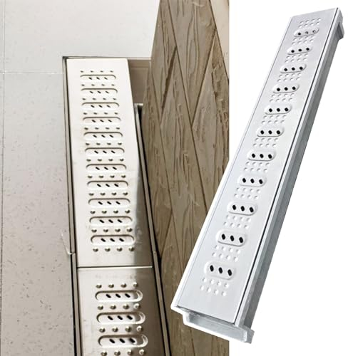 Entwässerungsrinne Gartenzaun-Kanalablauf, Grabenablaufsystem, mit abnehmbarem Edelstahlrost, rechteckiger Bodenablauf-Grabenkanal aus Harz (Color : Silver, Size : 100x30x15 cm/39x12x6 in)