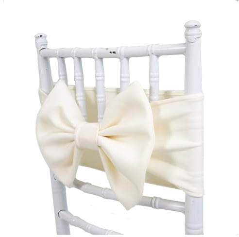 Pmnzdy 2 Stück Stuhlschärpen Stuhlschleifen Stuhl Schärpen Stretch Schleifen Stuhlbänder Stuhlbezug Bogen Stuhldekoration für Hochzeiten, Geburtstage, Partys, Bankette, Empfänge Beige