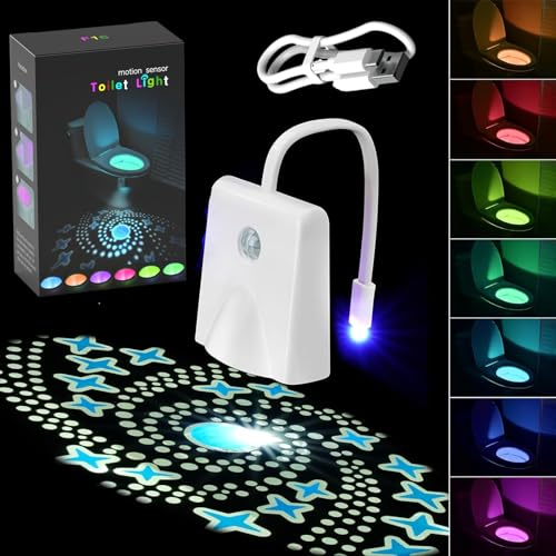 Toilet Lights Inside Toilet, USB Rechargeable Motion Activated Toilet Night Light Motion Sensor, LED Toilet Bowl Light, Toilet Seat Light for Men Women Dad Presents for Men Fathers Day Christmas