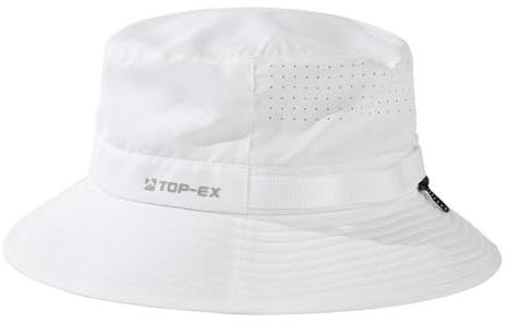 TOP-EX Kühlender Fischerhut Herren Atmungsaktiv UV-Schutz Sonnenhut Damen Sommer Outdoor Hut mit Breiter Krempe Faltbar Safari Hut Wanderhut Weiß XL