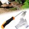 Gardena Désherbeur manuel avec manche en caoutchouc, désherbeur de qualité supérieure, 4 dents avec gants en coton, outil de jardinage