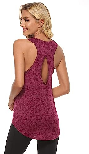 Débardeur de sport femme long sans manches lâche et respirant large épaule yoga gym fitness course gymnastique maillot pour sport mignon chemise slim fit
