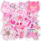 AUAUY 100 Stück Aufkleber, Rosa Aufkleber, Verschiedene Muster Sticker, Wasserdichte Vinyl Aufkleber für Erwachsene Kinder, Ästhetische Aufkleber für Wasserflasche Laptop Scrapbook Tagebuch