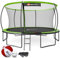 Hop-Sport Trampolin Outdoor Ø 305/366/427/488 cm - Trampolin mit innovativen, gebogenen Netzstangen, Sicherheitszertifikaten und Sicherheitsnetz (Grün/Schwarz, 427 cm)