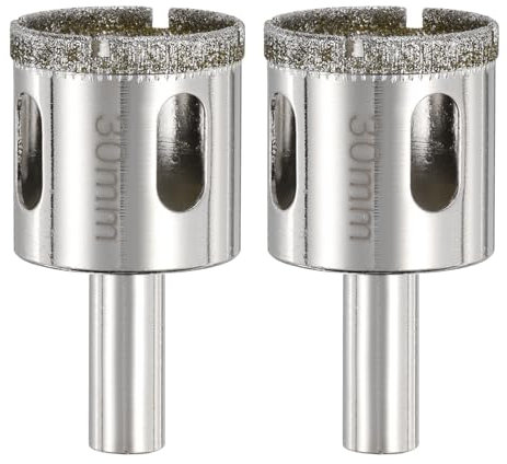 sourcing map 2pcs Diamond Drill Bit Hole Saw 1-1/6(30mm) Tile Core Cutting Drilling Tool for Glass Ceramic Marble Porcelain Tile Quartz Gemstone Aquariums