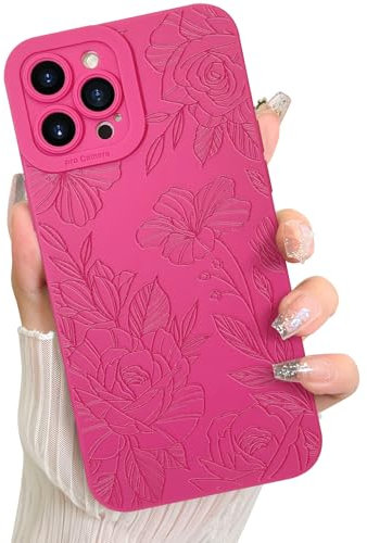 LSL Case for iPhone 11 Pro Hot Pink Floral Flower Pattern Print Case Soft TPU Full Camera Lens Anti-Drop Anti-Scratch Shockproof Protective Slim Cover for Women Girls