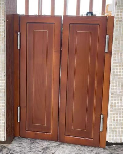 Porta Battente per Saloon Bar in Legno di Pino - Chiusura Automatica per Interni di Case, Divisoria per Recinzione Con Cerniere a 2 Vie (W75xH90cm/29 1/2x35 3/8)