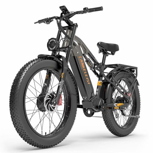 LANKELEISI MG800 Max Doppelmotor E-Bike Mountainbike 26 Zoll Vollfederung Fatbike mit 48V 20Ah Wechselakku, Reichweite bis zu 130KM, 7-Gang Ebike Herren für MTB, Strand & Schnee