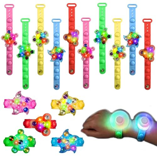 Joycabin 15 Stück Leuchtarmband Kinder, Spinner Led Armband, LED Leuchtspielzeug Blinkende Armbänder in der Dunkelheit für Kinder Leuchtspielzeug Geburtstag Festival Party Weihnachten Hallowen