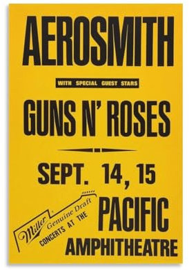 Fmesoo Aerosmith 1988 Costa Mesa Konzert, modisches Poster, dekoratives Gemälde, Leinwand, Wandkunst, Wohnzimmer, Poster, Schlafzimmer, Gemälde, Wohnzimmer, Illustration, Poster, 20 x 30 cm