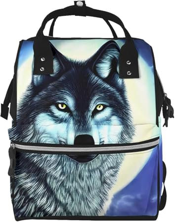 GaxfjRu Wolf Under Moon Durable Pañaleras Para Bebe – vielseitige Wickeltasche, Rucksack und Baby-Wickeltasche für Mütter und Väter, Schwarz , One size