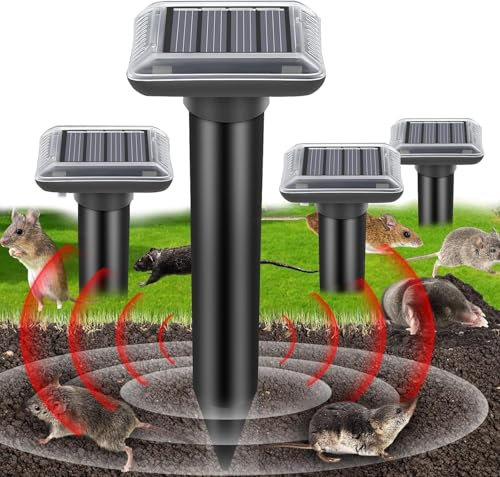 Solar-Maulwurfschreck, Maulwurfschreck Maulwurfvertreiber, Ultraschall Maulwurfschreck für Vertreiben Wühlmäuse, Maulwurf Vertreiber Wühlmausschreck (4Pack)