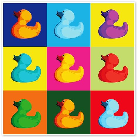 Posterlounge Pop Art Ente Poster | 60 x 60 cm von coico Bunt Wandbilder Wanddeko