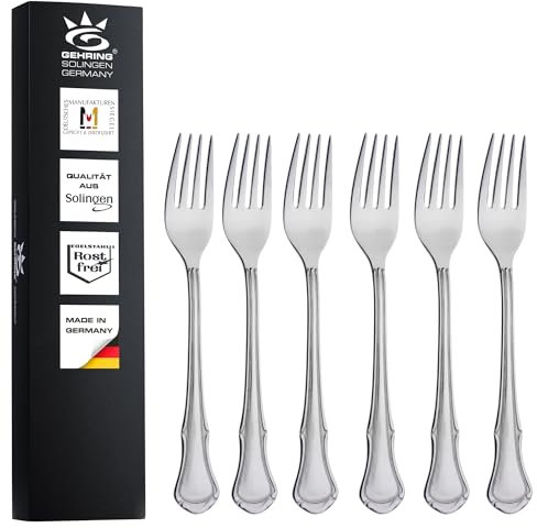 Gehring Solingen Chippendale Dessertgabeln 6 Stück I Edelstahl Besteck Set 6 Personen I spülmaschinengeeignet I Made in Germany