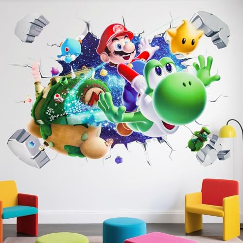 3D Super Bro Wandaufkleber Aufkleber, Kinderzimmer Wandsticker Wohnzimmer Küche dekorative Wandaufkleber Cartoon Wandtattoo Kinderzimmer Babyzimmer Hause Wanddekoration