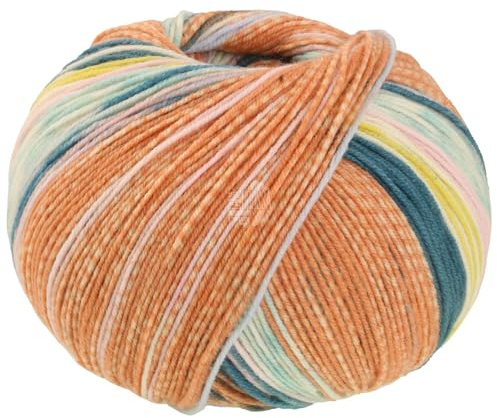 LANA GROSSA Cool Wool 4 Socks Print | Bedrucktes Merino-Sockengarn aus mehrfach verzwirnten Einzelfäden | Handstrickgarne aus 75% Schurwolle | 100g Wolle zum Stricken & Häkeln | 420m Garn FB 7213