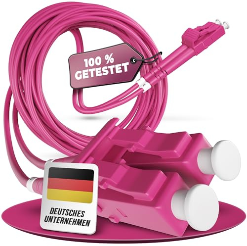 Conectra® - Glasfaserkabel | OM4 | Multimode | Duplex | LC/UPC auf LC/UPC | Farbe Magenta | ideal für Firmen- und Heimnetzwerke | LWL Lichtwellenleiter Glasfaserkabel (Länge 0,5 Meter)