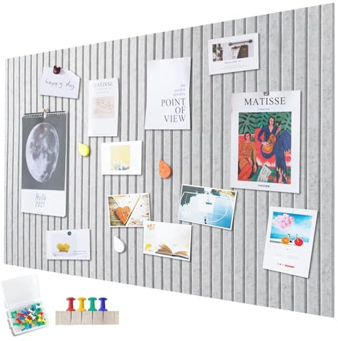 Große Filz Pinnwand Selbstklebend,120 x 90cm Filzboard,dekorative Pinnwand aus Filz,0,9cm dick,faltbare Fototafel Memotafeln Memo Boards Bulletin Board Wanddekoration für Büro Küche,Helles Grau
